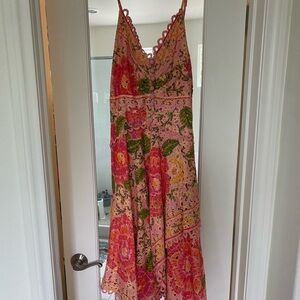 Farm Rio Printed Eyelet Asymmetrical Dress